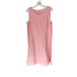 J. Jill Love Linen Basic Pink Relaxed Lagenloook Sleeveless Linen Dress‎ Medium